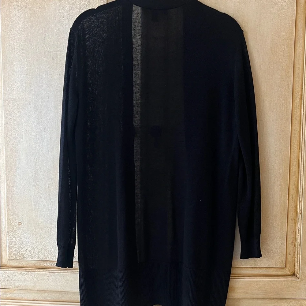 Ann Taylor Black linen blend lightweight long sleeve Knit Cardigan-NWOT - Picture 5 of 5